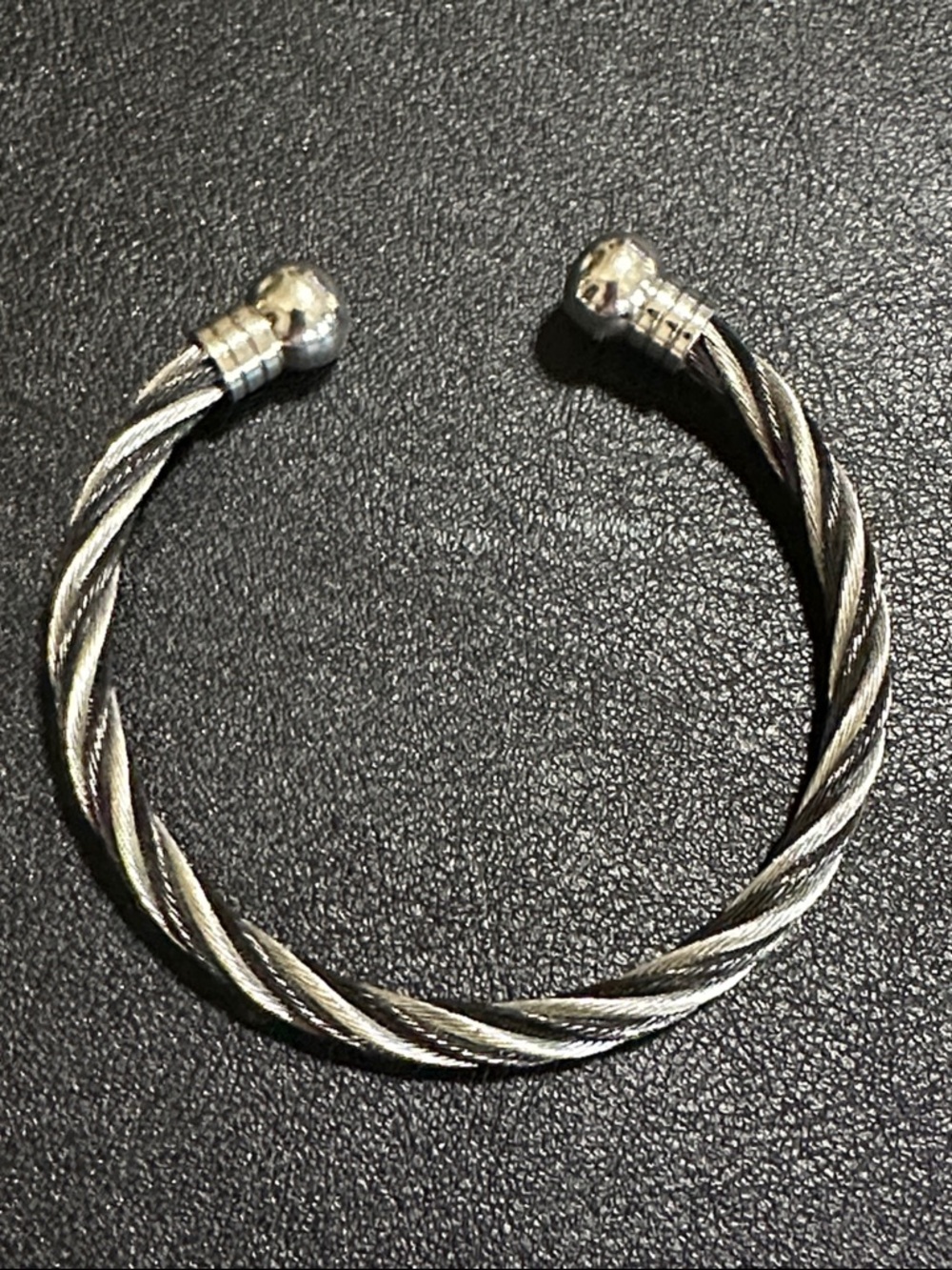 19.  Silver & Black Twisted Cable Cuff Bracelet